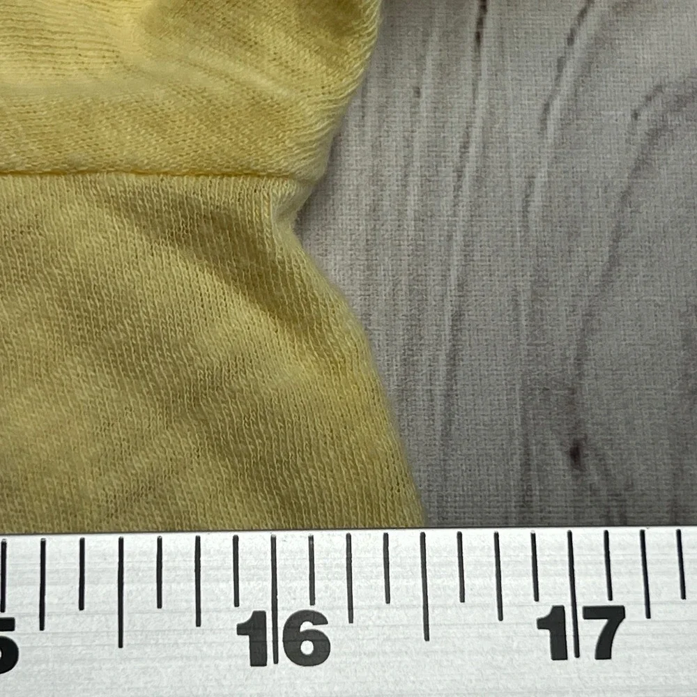Old Navy Puff Sleeve‎ Top Womens Small Yellow Solid Cotton Slub Knit Square Neck